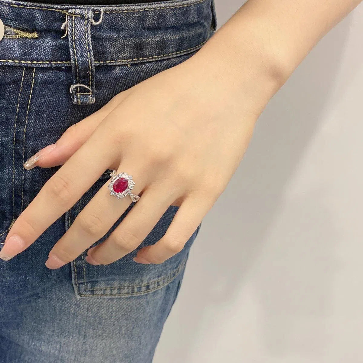 Iris red motif ring-OrifineJewels