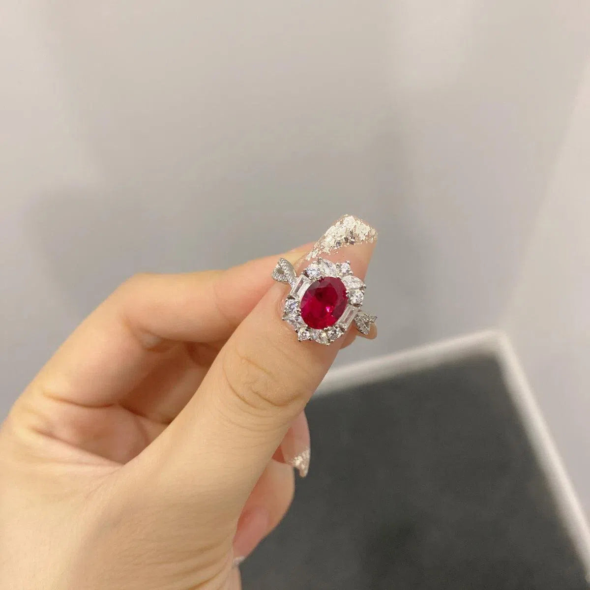 Iris red motif ring-OrifineJewels