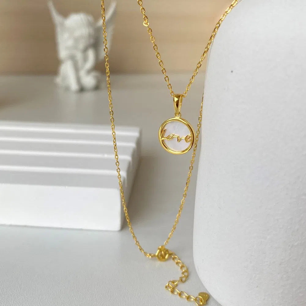 Love round gold pendant-OrifineJewels