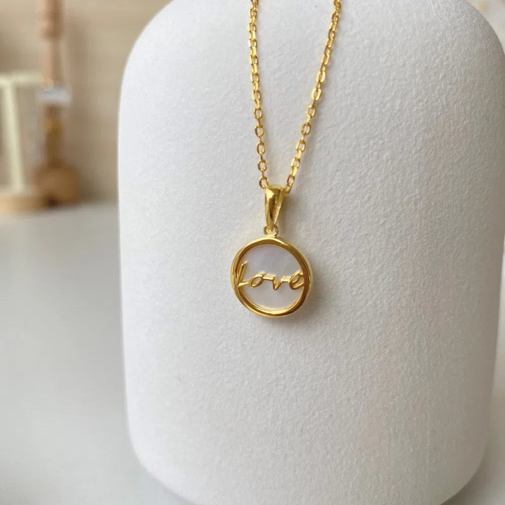 Love round gold pendant-OrifineJewels