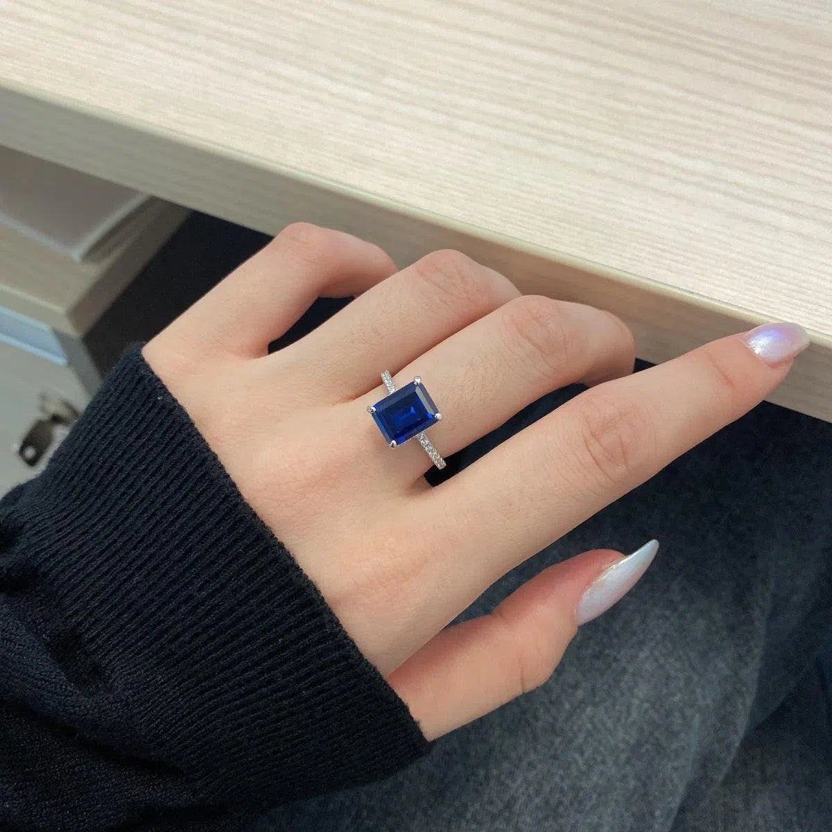 Nebula blue cocktail ring-OrifineJewels