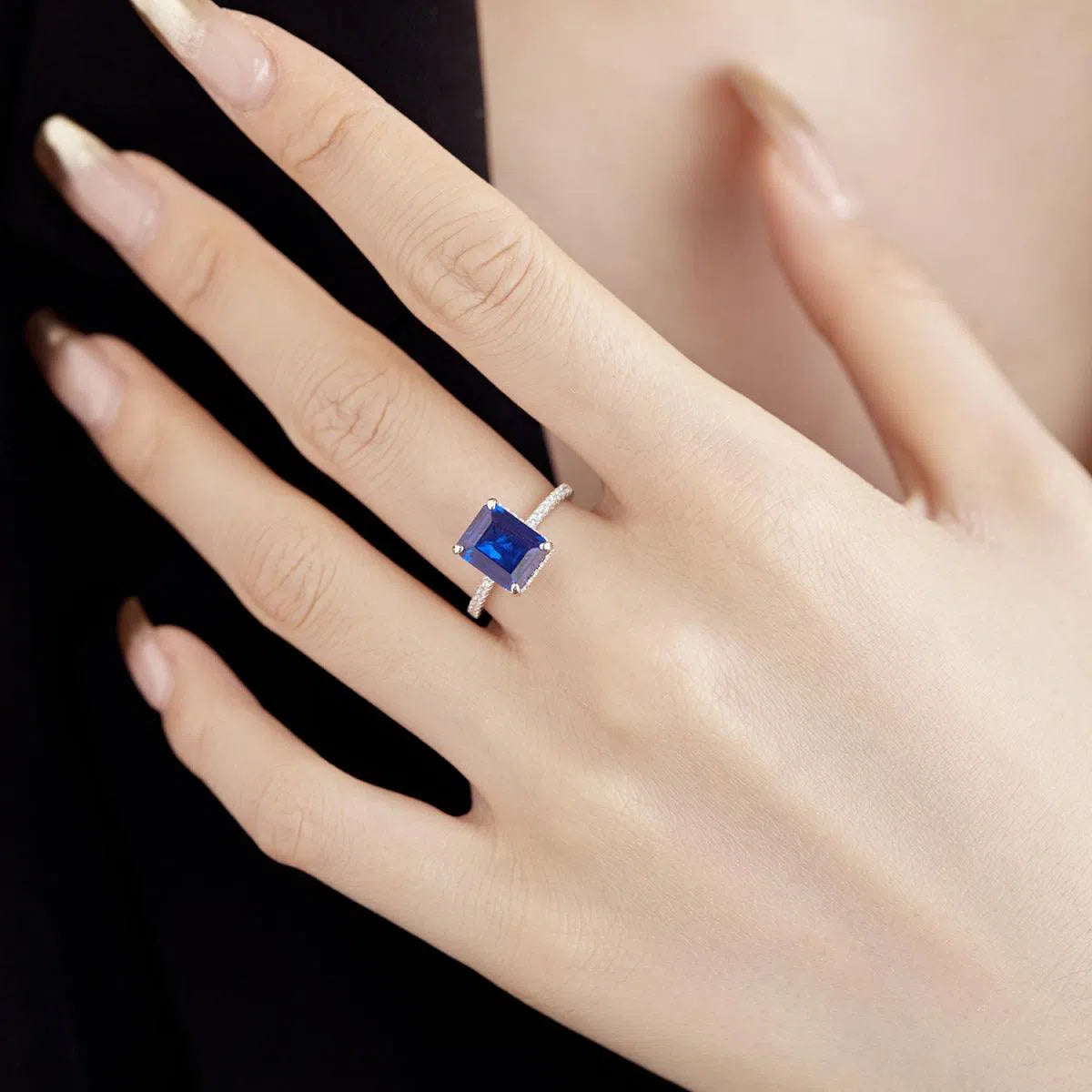 Nebula blue cocktail ring-OrifineJewels