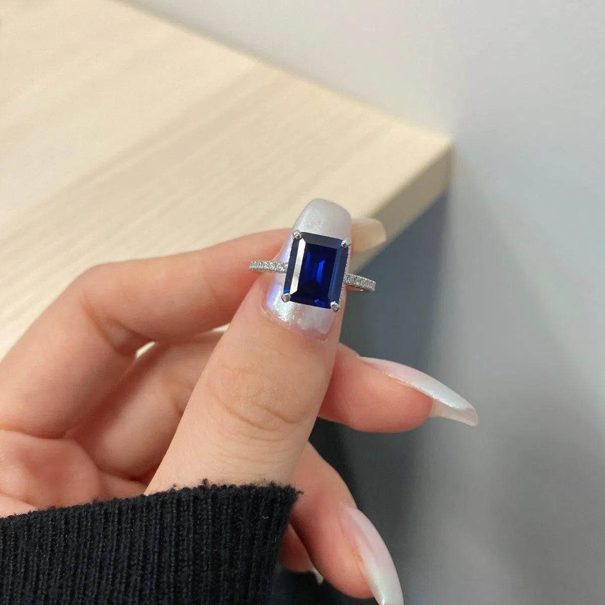 Nebula blue cocktail ring-OrifineJewels