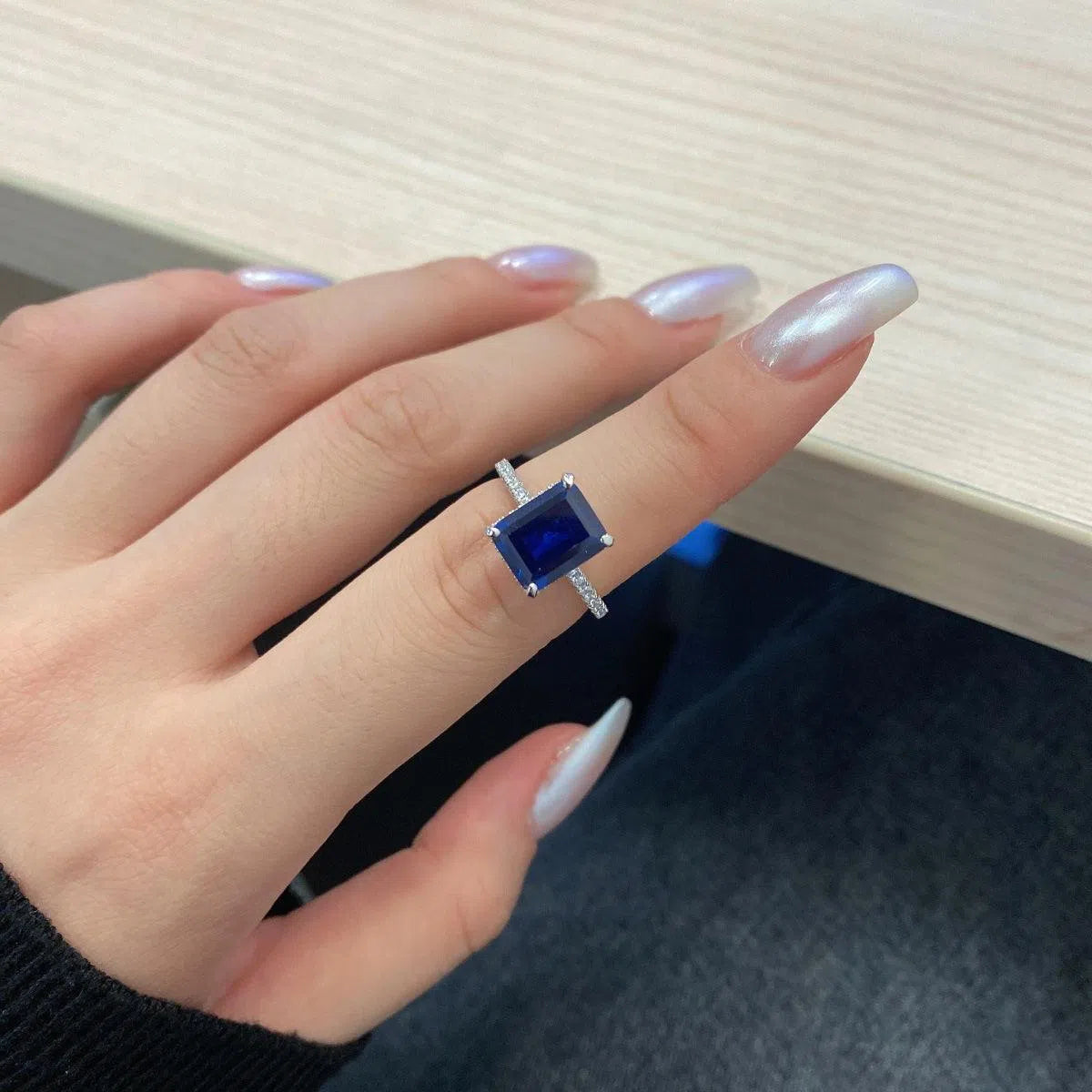 Nebula blue cocktail ring-OrifineJewels