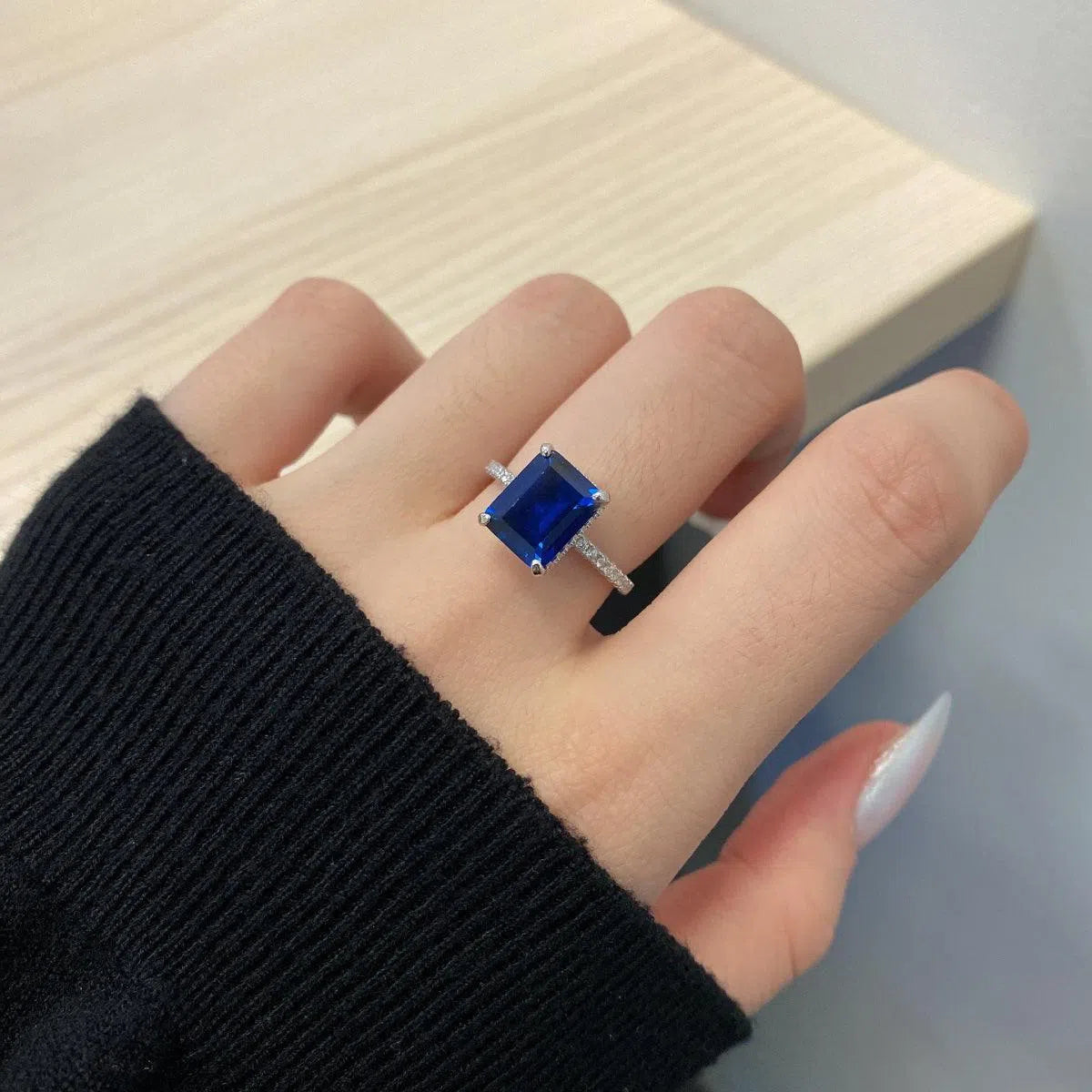 Nebula blue cocktail ring-OrifineJewels