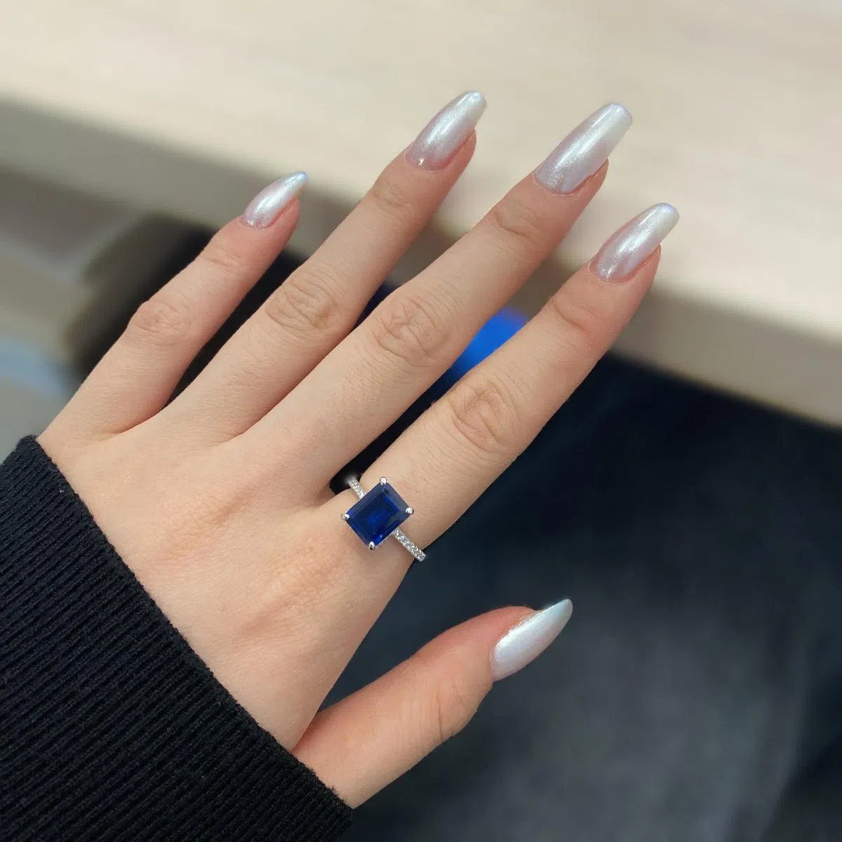 Nebula blue cocktail ring-OrifineJewels