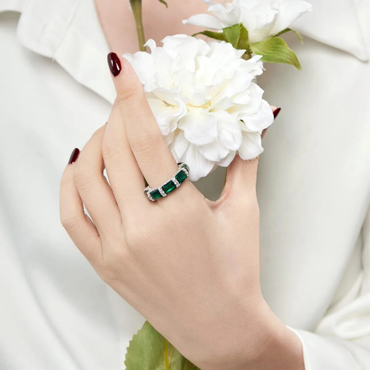 Nebula green cocktail ring-OrifineJewels