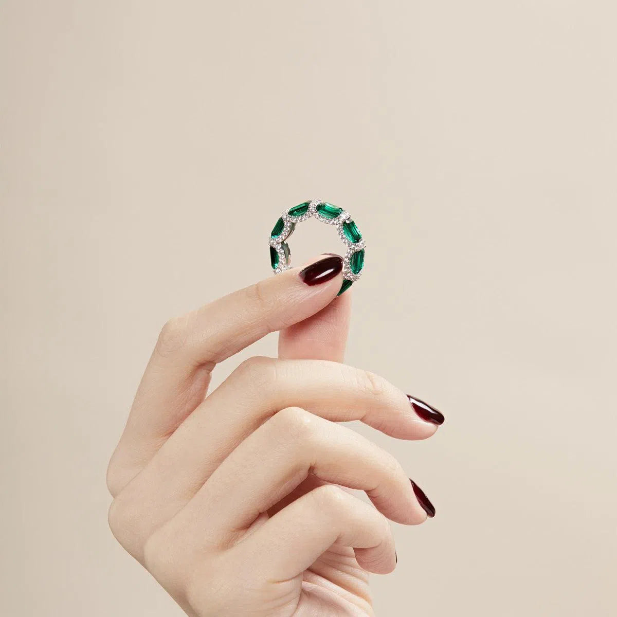 Nebula green cocktail ring-OrifineJewels