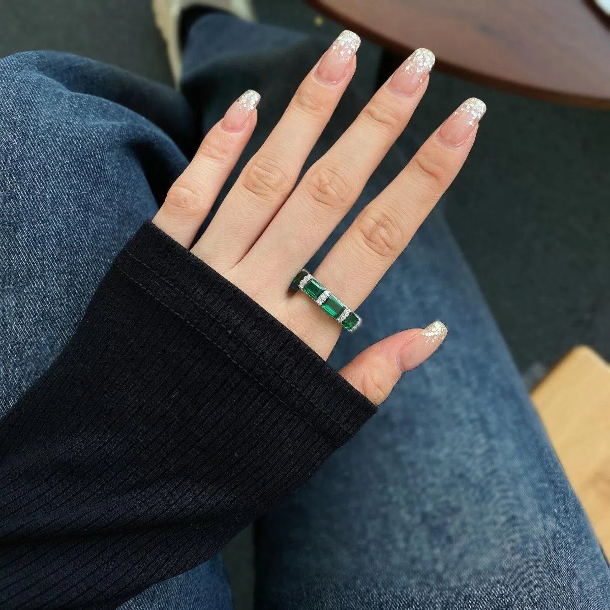 Nebula green cocktail ring-OrifineJewels