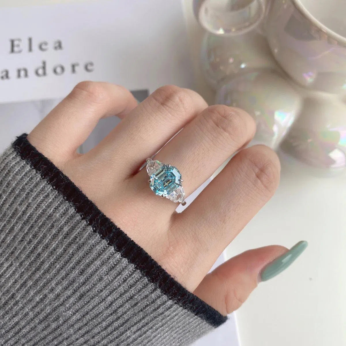 Nebula ocean blue ring-OrifineJewels