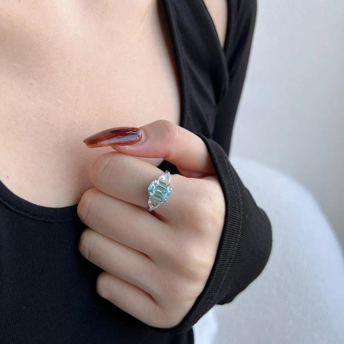 Nebula ocean blue ring-OrifineJewels