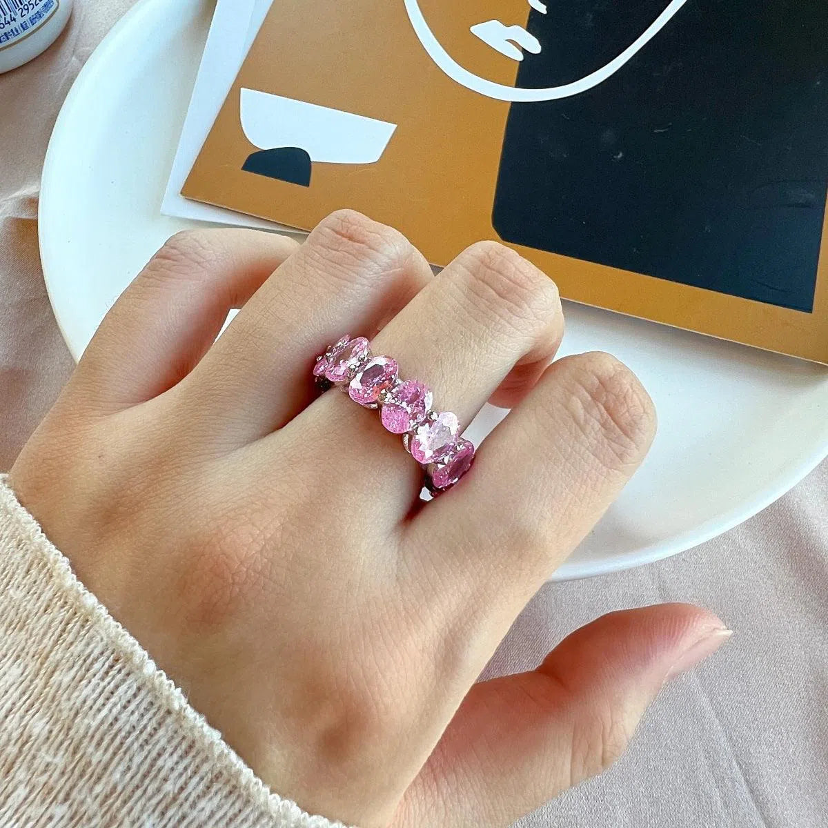 Nebula pink cocktail ring-OrifineJewels