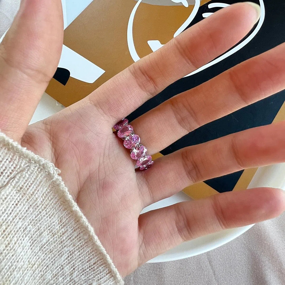 Nebula pink cocktail ring-OrifineJewels