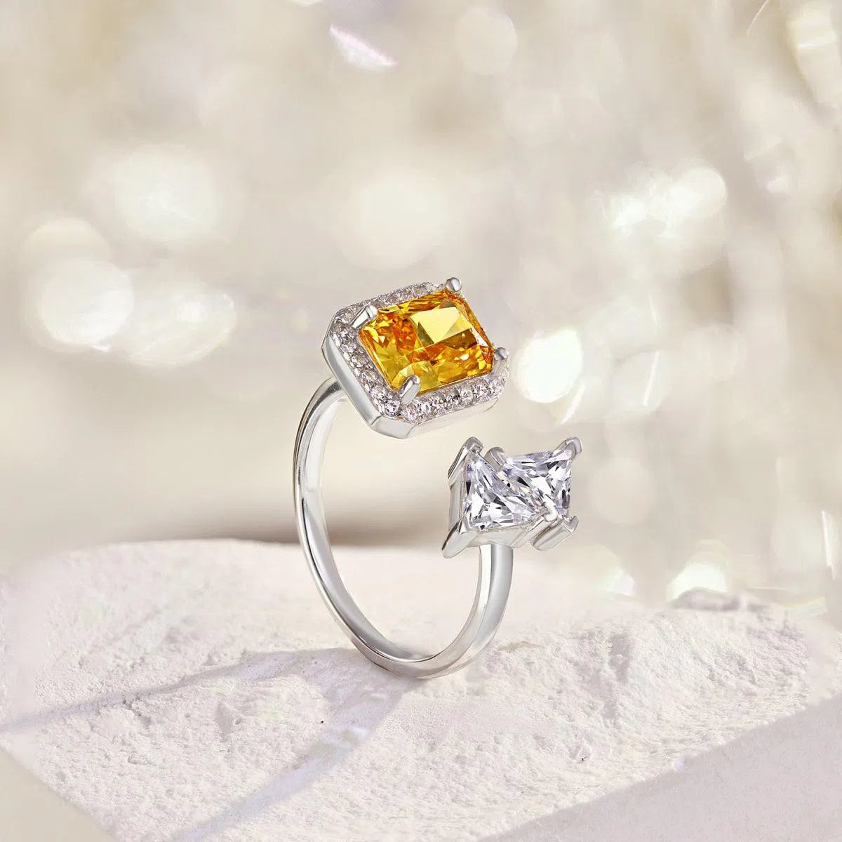 Nebula yellow adjustable ring-OrifineJewels