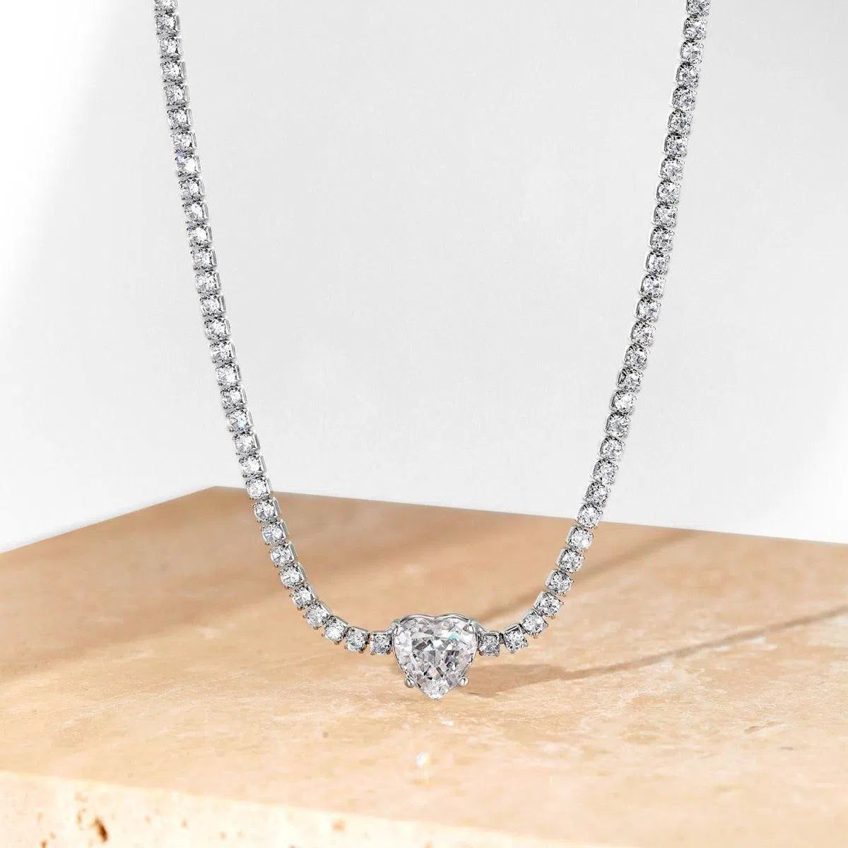 Novella white heart necklace-OrifineJewels