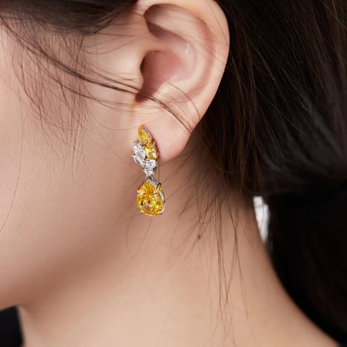 Novella yellow clip earring-OrifineJewels