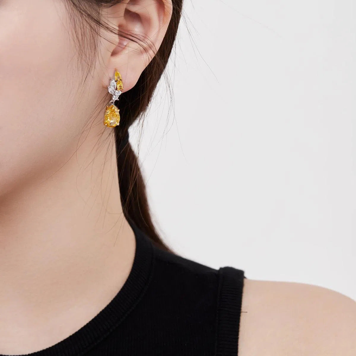 Novella yellow clip earring-OrifineJewels