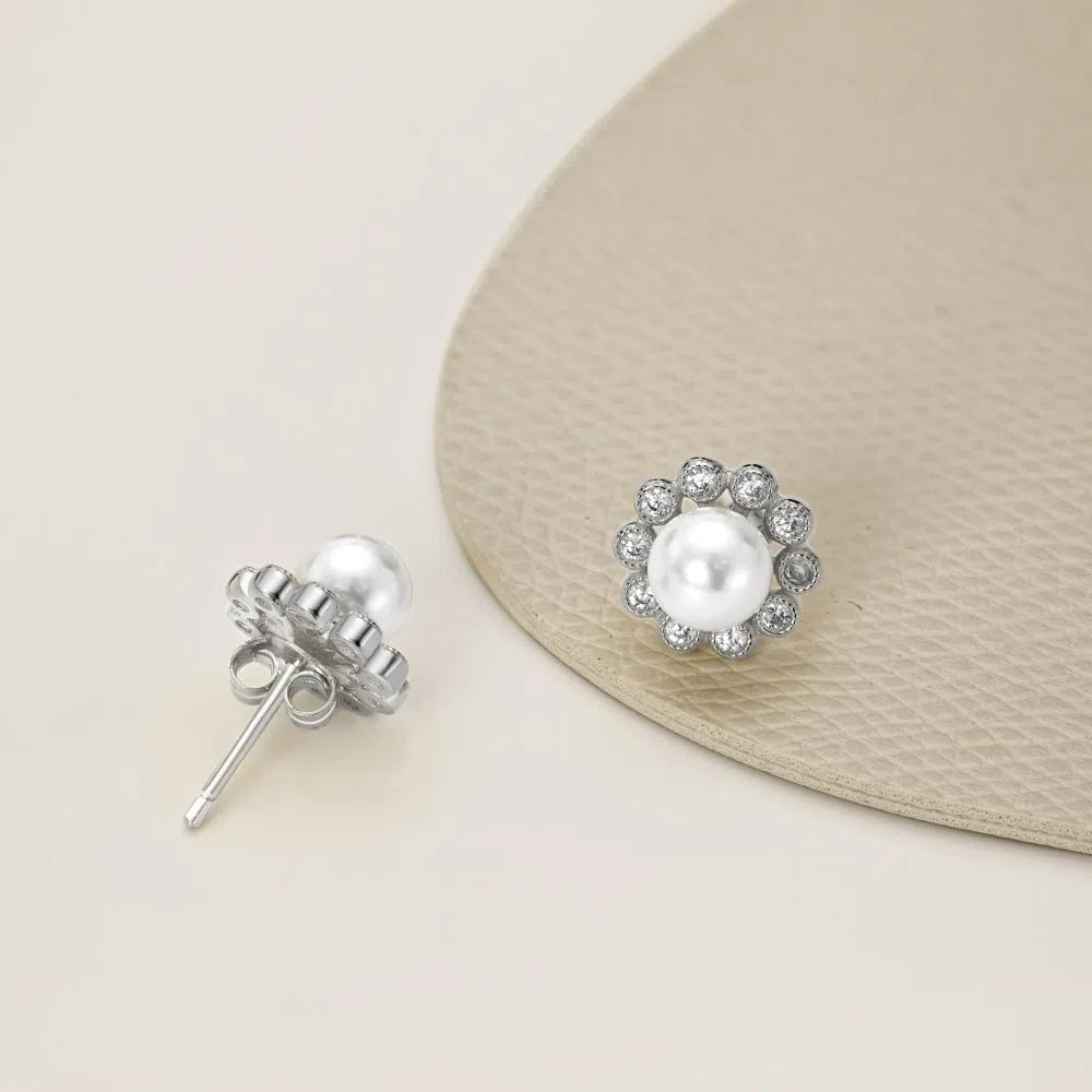 Pearl double round studs-OrifineJewels