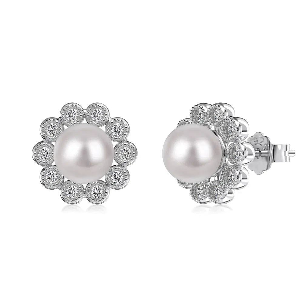 Pearl double round studs-OrifineJewels