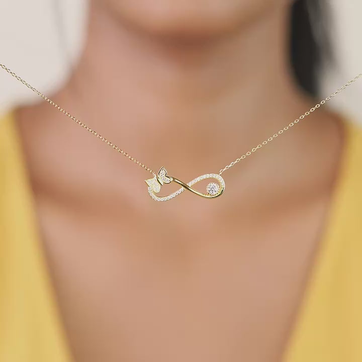 Orlina gold infinity butterfly necklace