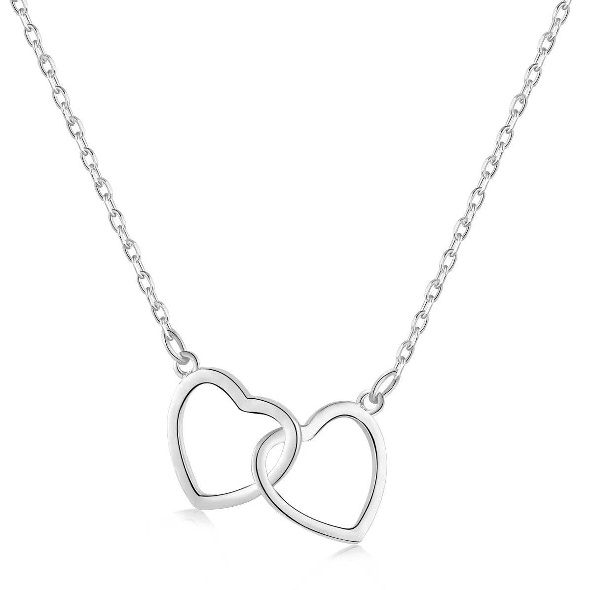 Twin hearts silver necklace-OrifineJewels