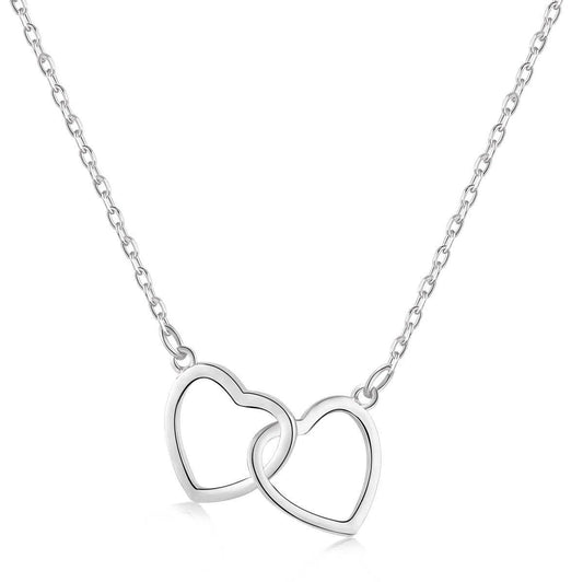 Twin hearts silver necklace-OrifineJewels