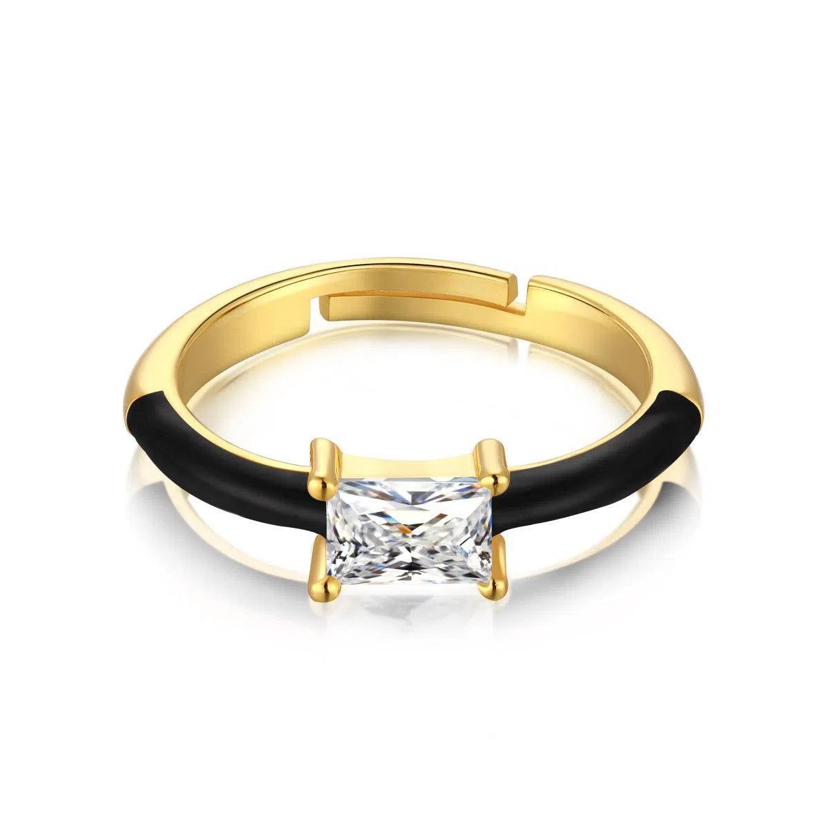 Vera enamel black band ring-OrifineJewels