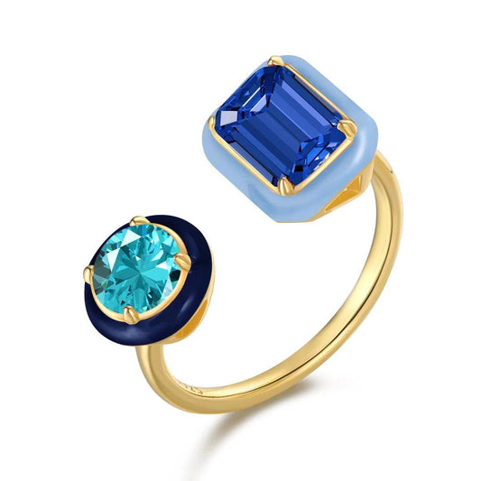 Vera enamel blue adjustable ring-OrifineJewels