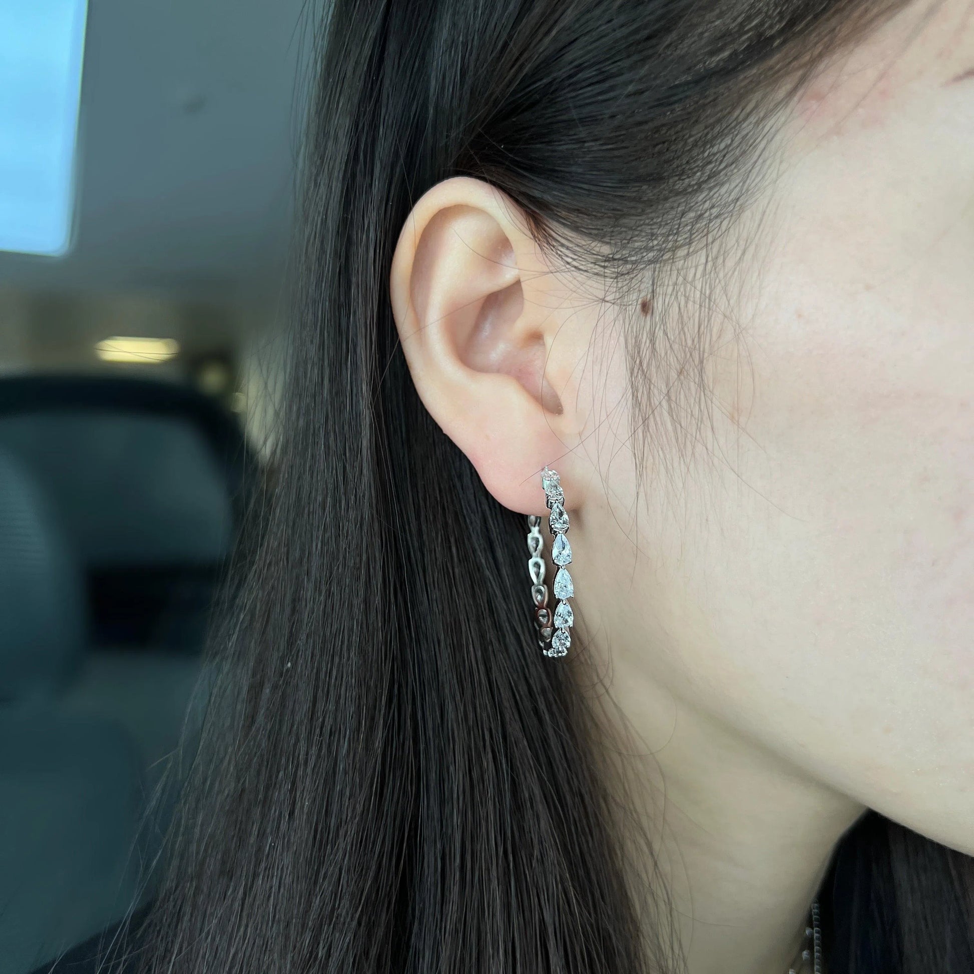 Veridian clear hoop earring-OrifineJewels